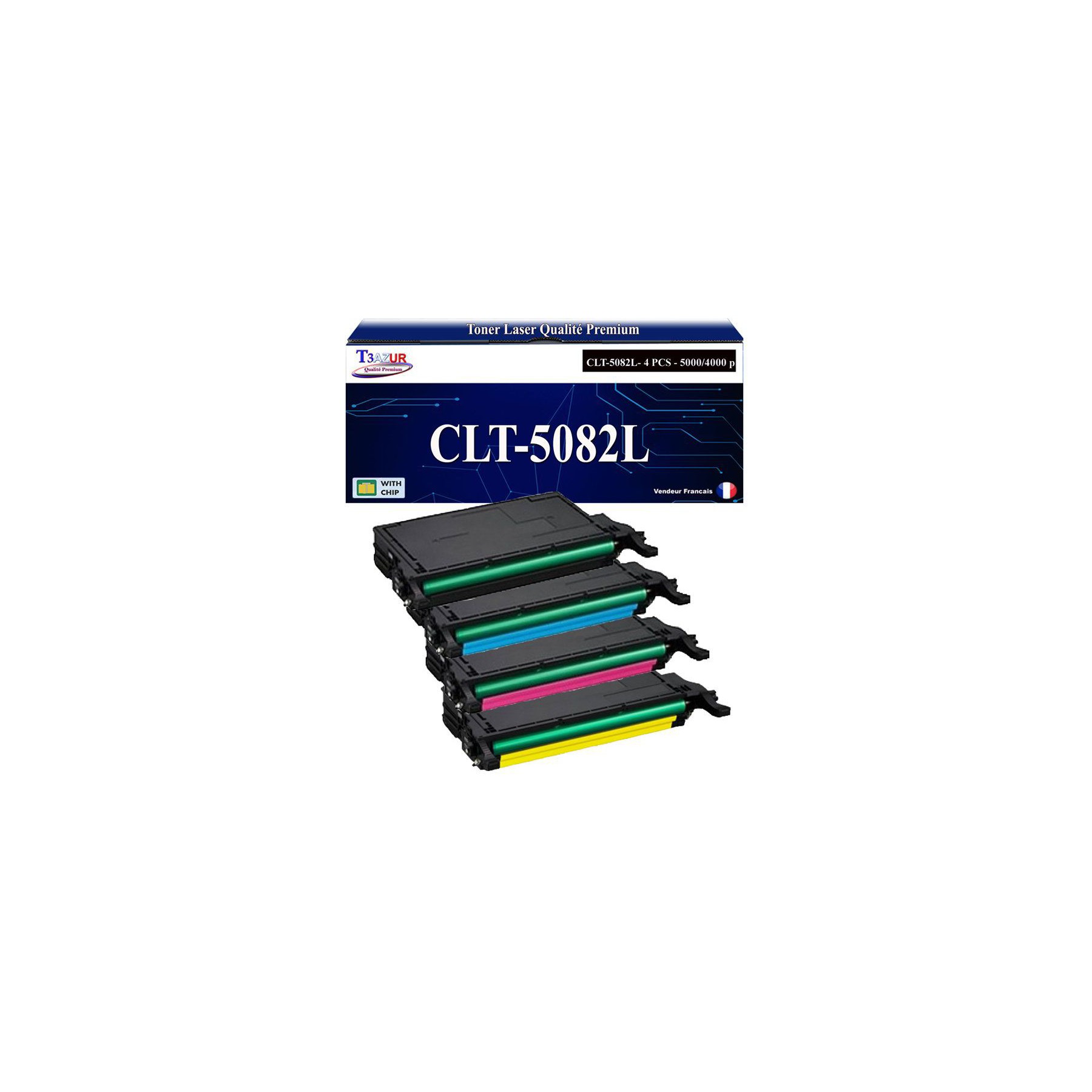 Toner T3AZUR pour Samsung CLX6250FX, CLX6220FX (x4)