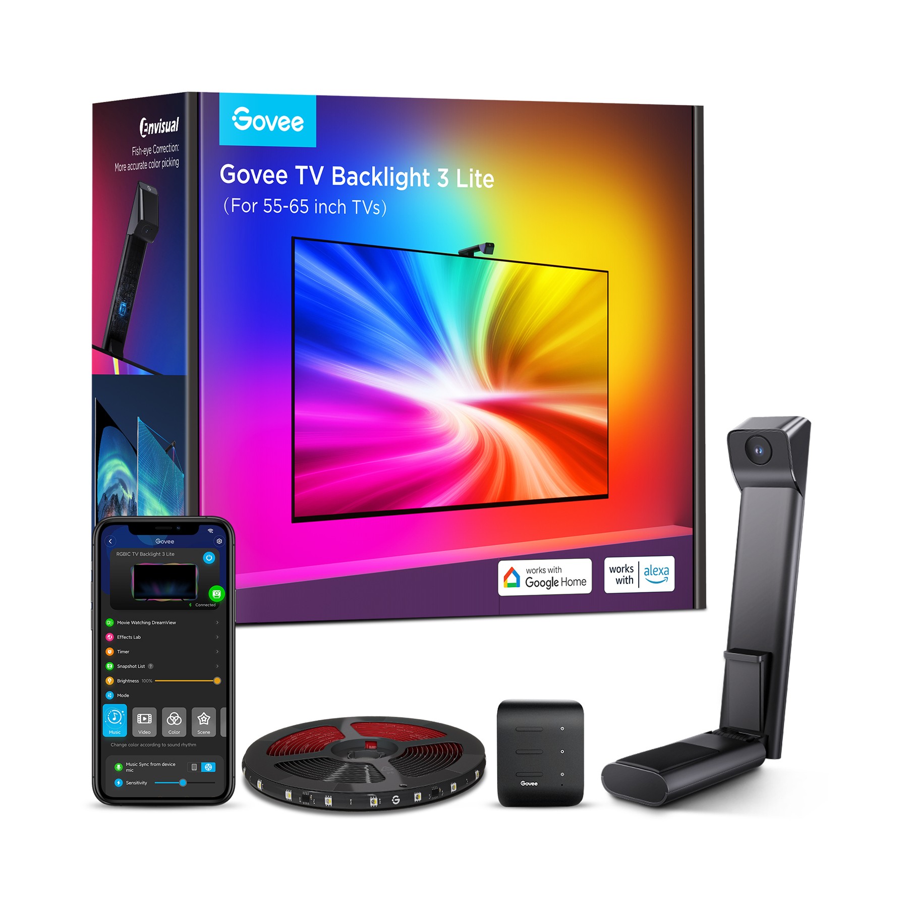 Bandeau LED GOVEE Retroéclairage LED TV avec camera 55 65