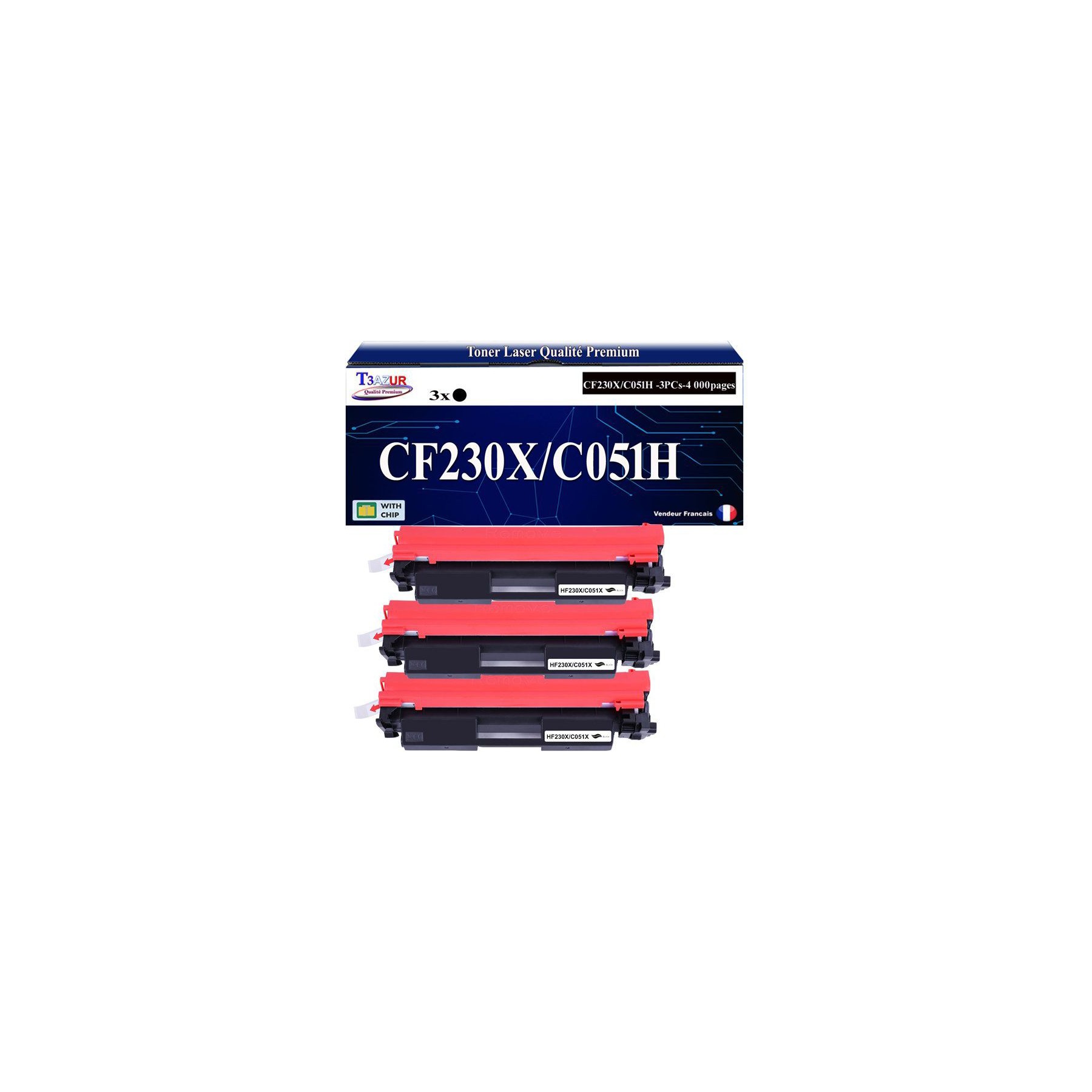 Toner T3AZUR pour Canon MF267dw, 051H (x3)