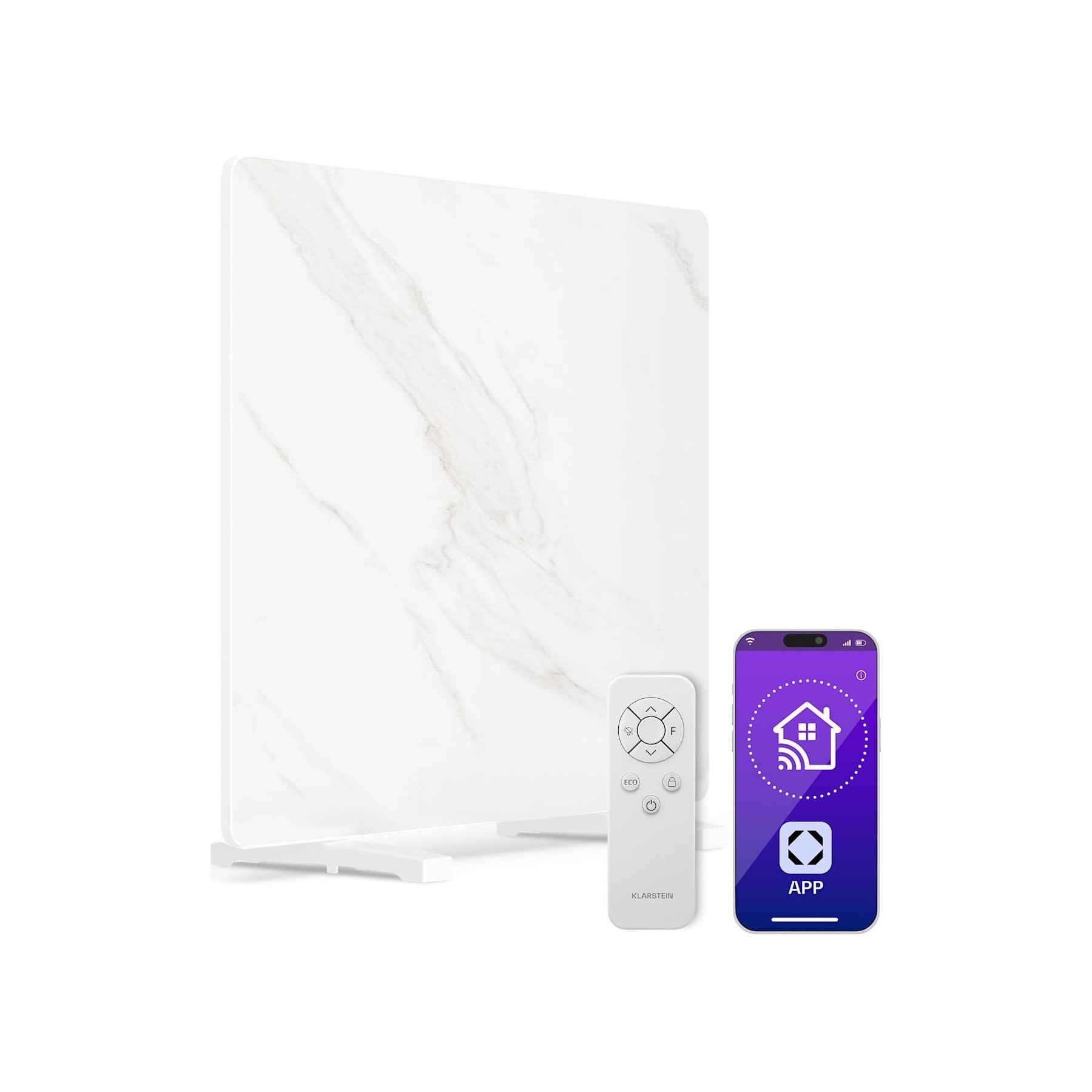 Chauffage infra-rouge KLARSTEIN MarmoHeat 420W Smart App IP43 8m² Blanc