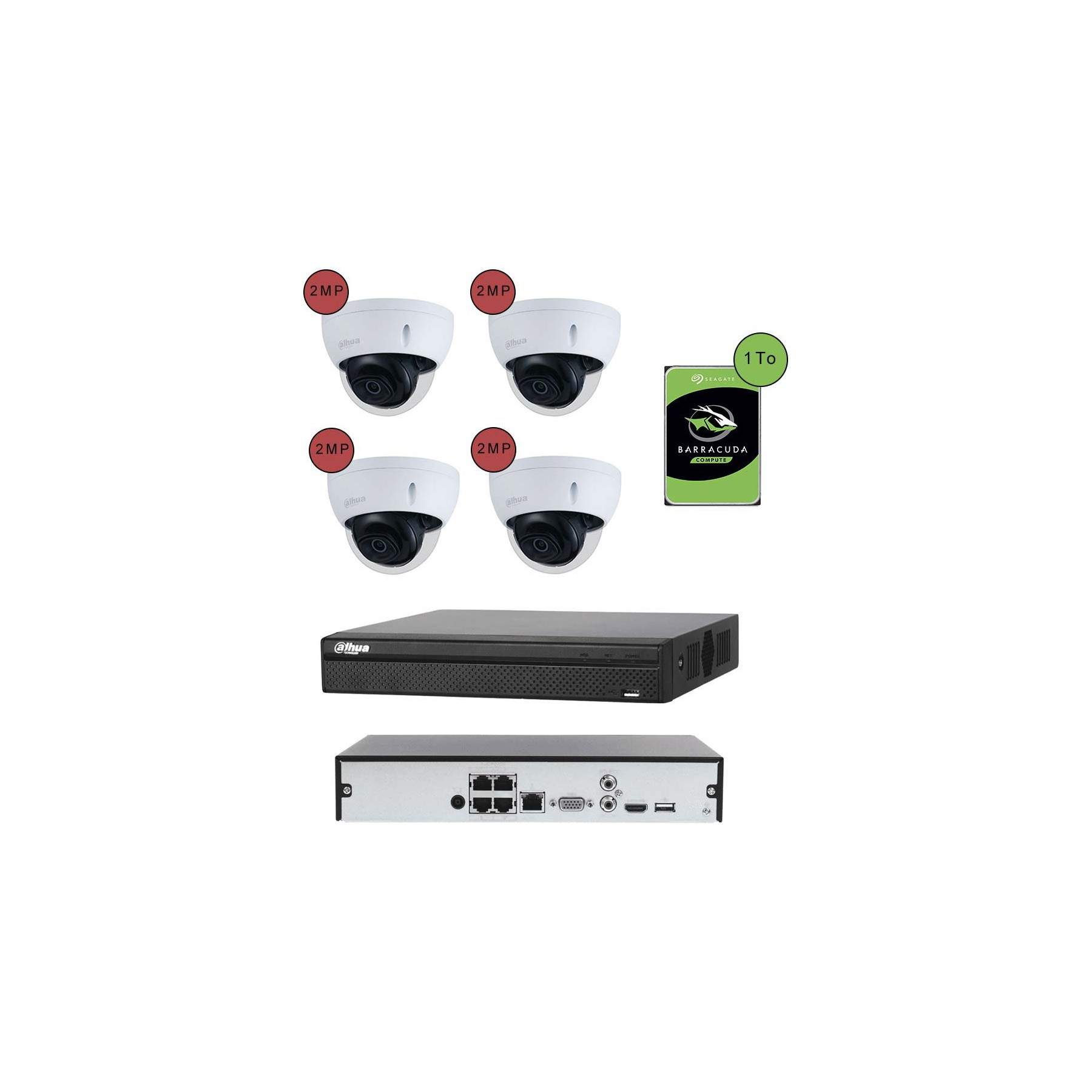 Caméra de sécurité KOMELEC Kit vidéosurveillance IP 4 caméras dôme
