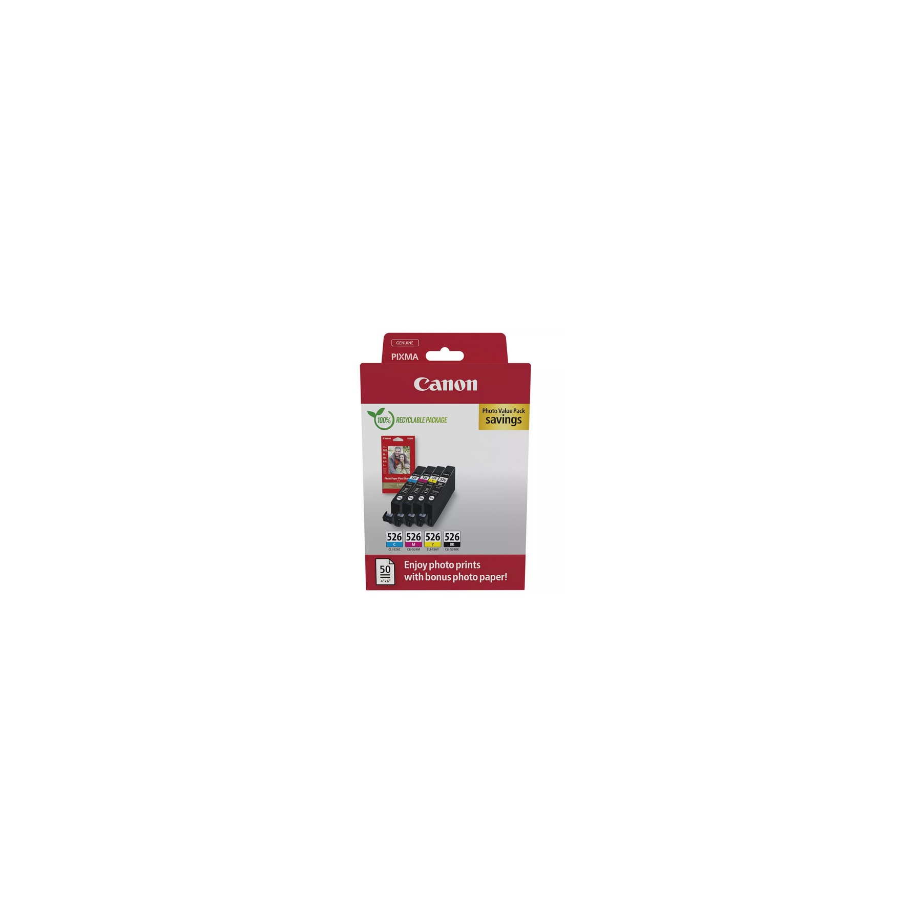 Cartouche d'encre CANON Pack Multipack 5 Originales CLI-526 (BK/C/M/Y) - 4540B007