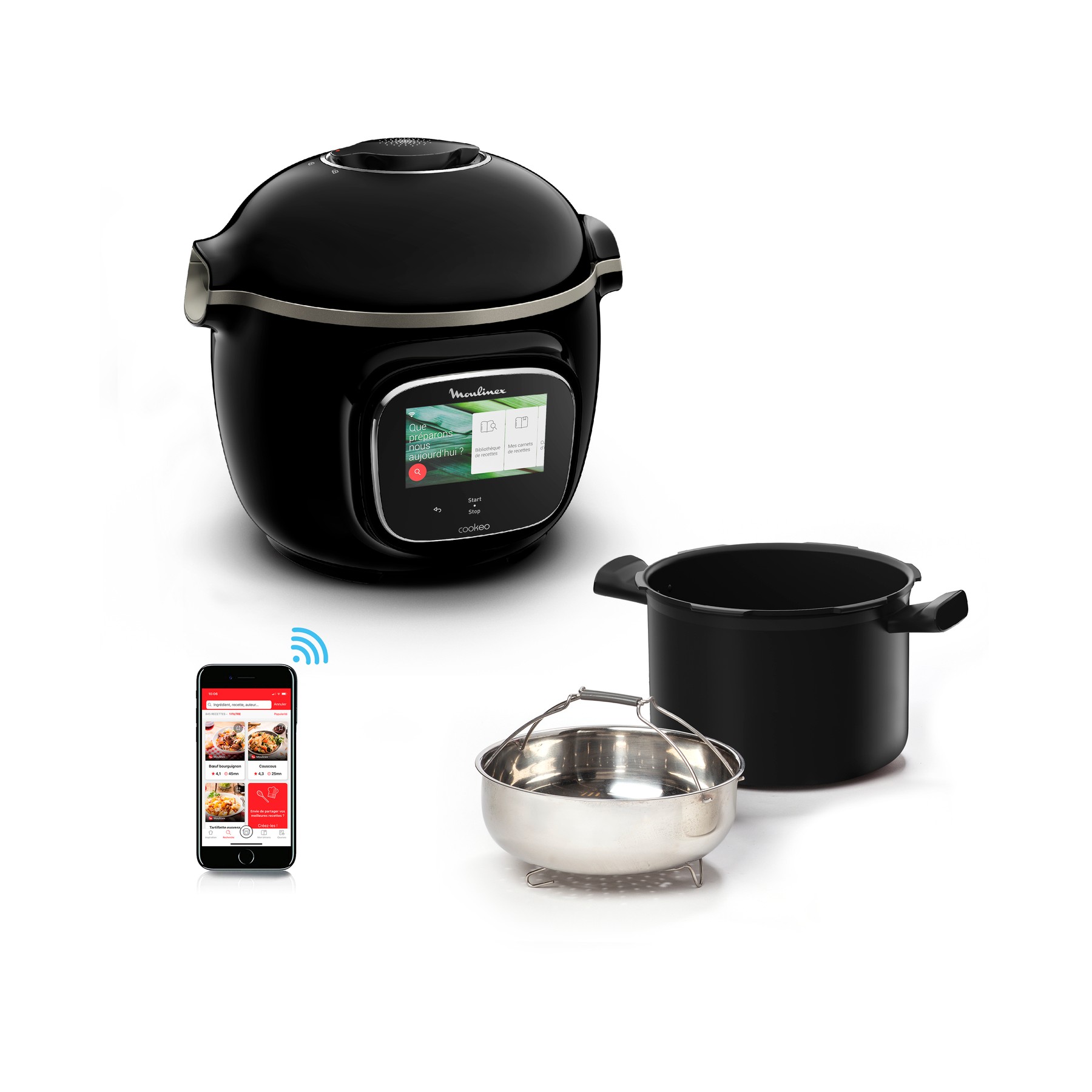 Cookeo MOULINEX CE902800 noir touch wifi 6 L, 13 modes de cuisson, 250 recettes