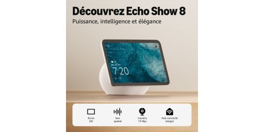 Assistant vocal AMAZON Echo Show 8 - Glacier blanc(4e gen)