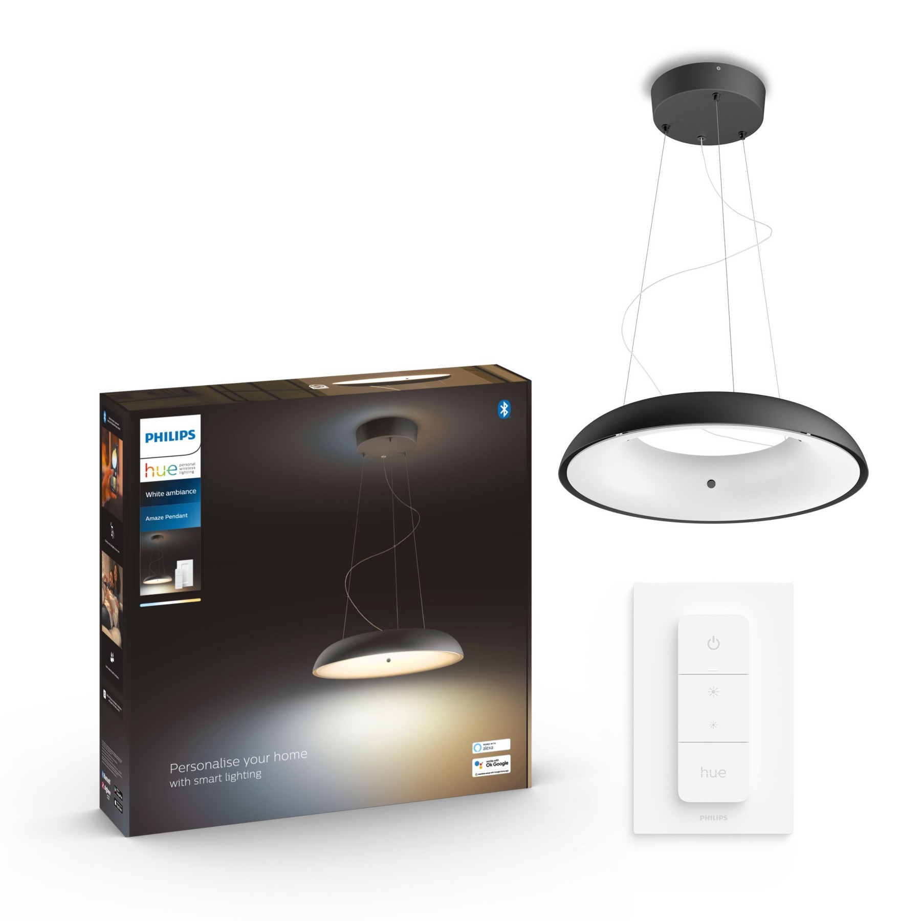Suspension PHILIPS HUE White Ambiance AMAZE Noir+tlc
