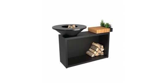 Brasero OFYR Island Black 85 Teak Wood OI3B85W