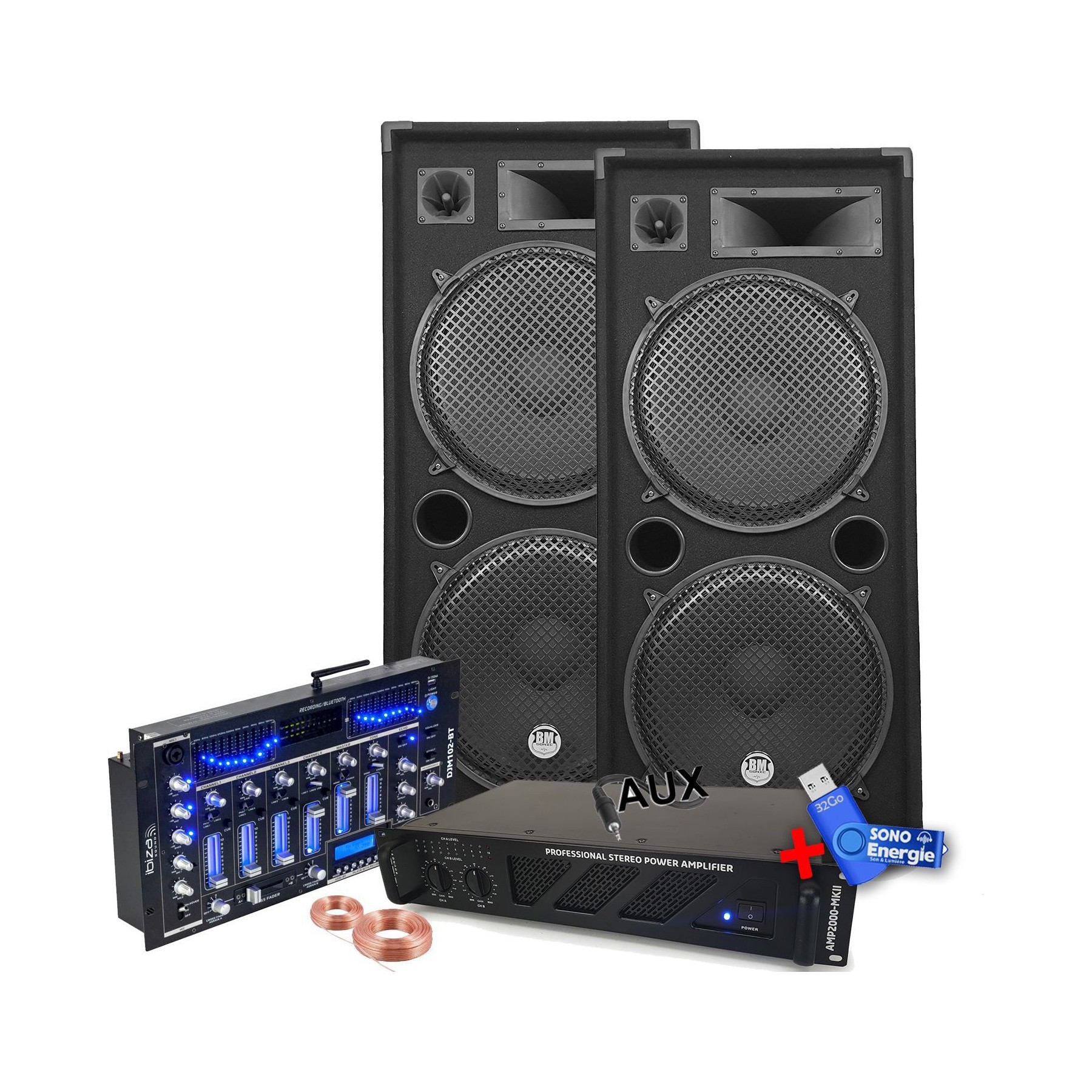 Pack sono BM SONIC Pack Sono Ibiza Sound 4000W 2 Enceintes