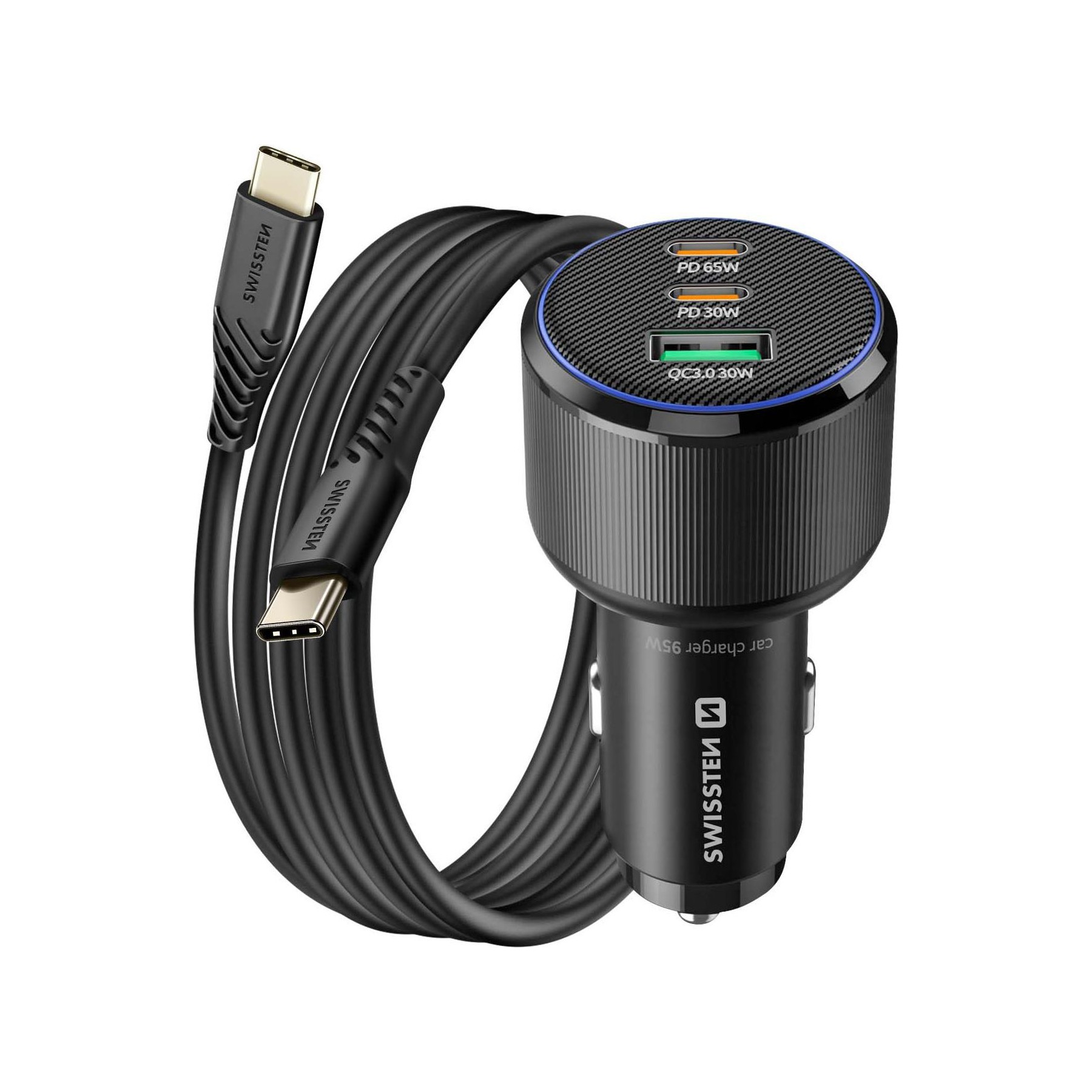 Chargeur allume cigare SWISSTEN Swissten Chargeur Voiture 2x USB-C PD 65