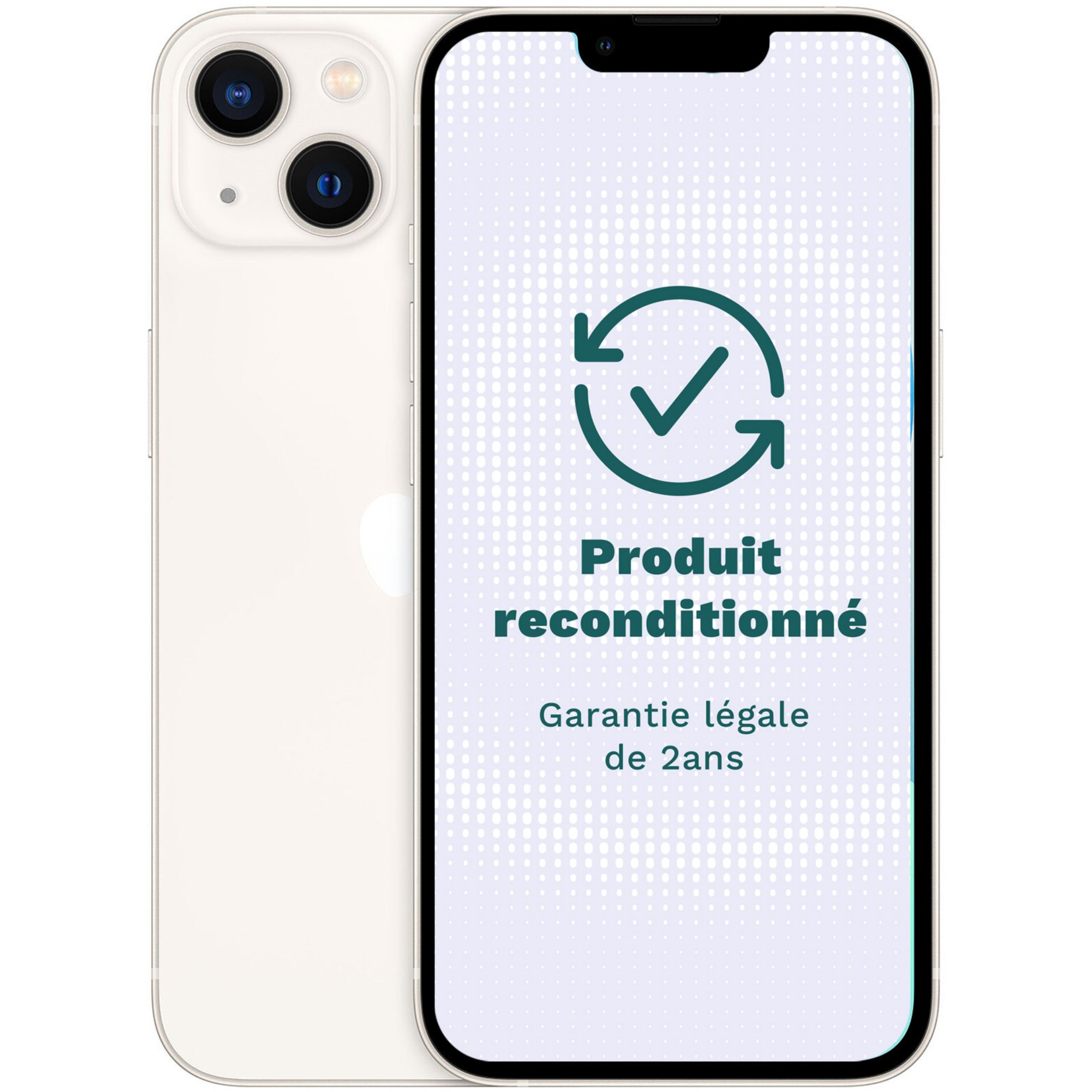 Smartphone APPLE iPhone 13 Blanc 256Go Excellent État avec Batterie Neuve - Reconditionné