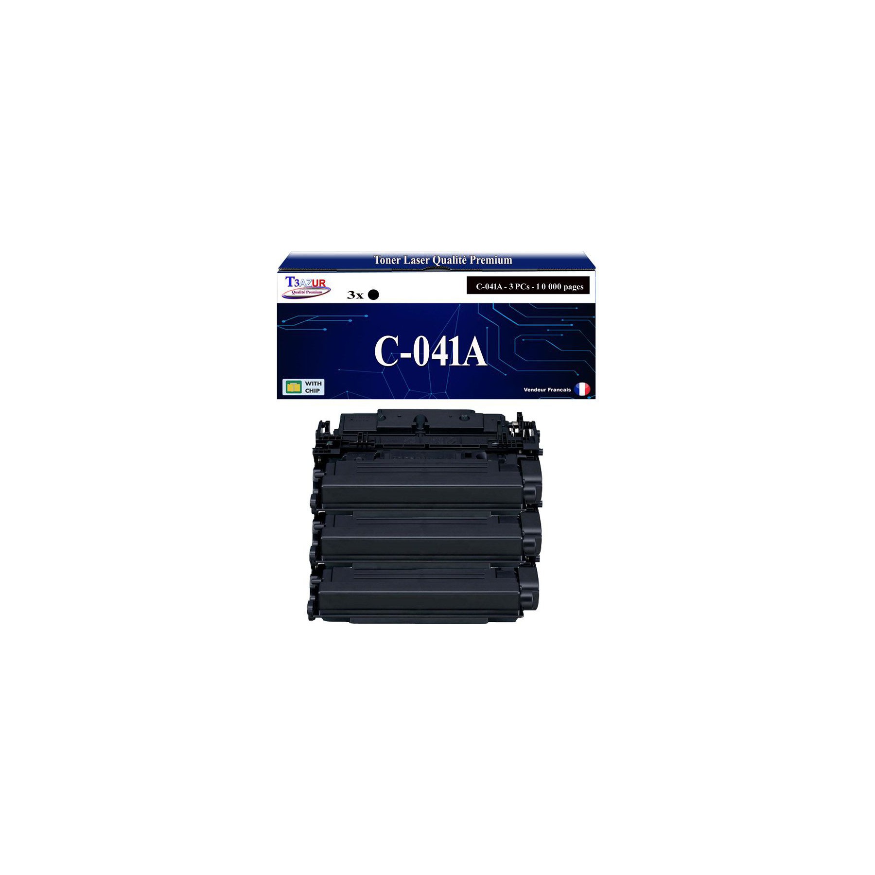 Toner T3AZUR pour Canon LBP312x MF522X MF525X 041 x3