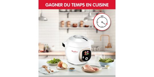 Cookeo MOULINEX CE85BA10 blanc 6 L, 6 modes de cuisson, 180 recettes
