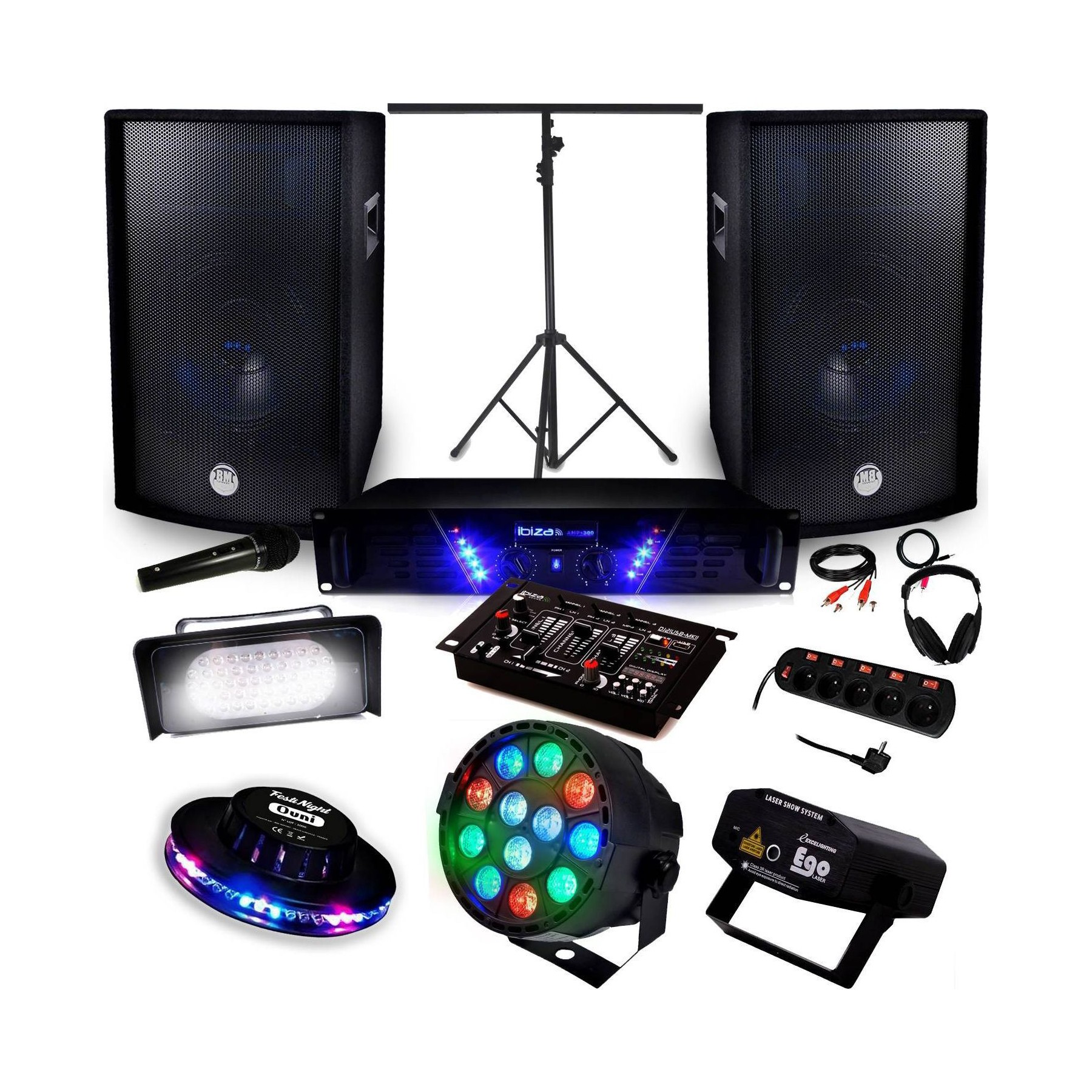 Pack sono IBIZA Pack Sono + Light Ampli AMP-300 + HP BMS