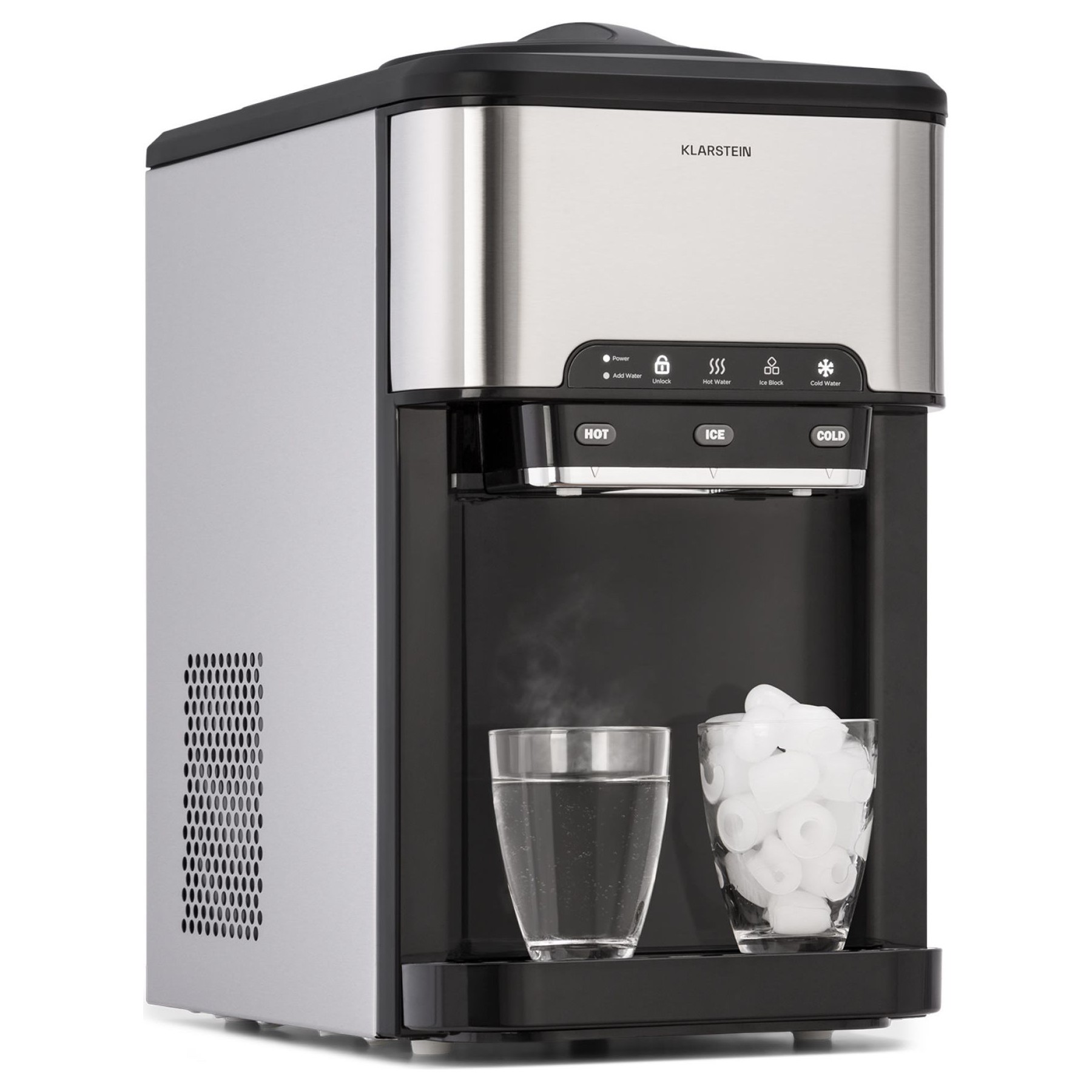 Machine à glaçons KLARSTEIN Aqueous 3en1 20kg/24h 2,5 litres inox