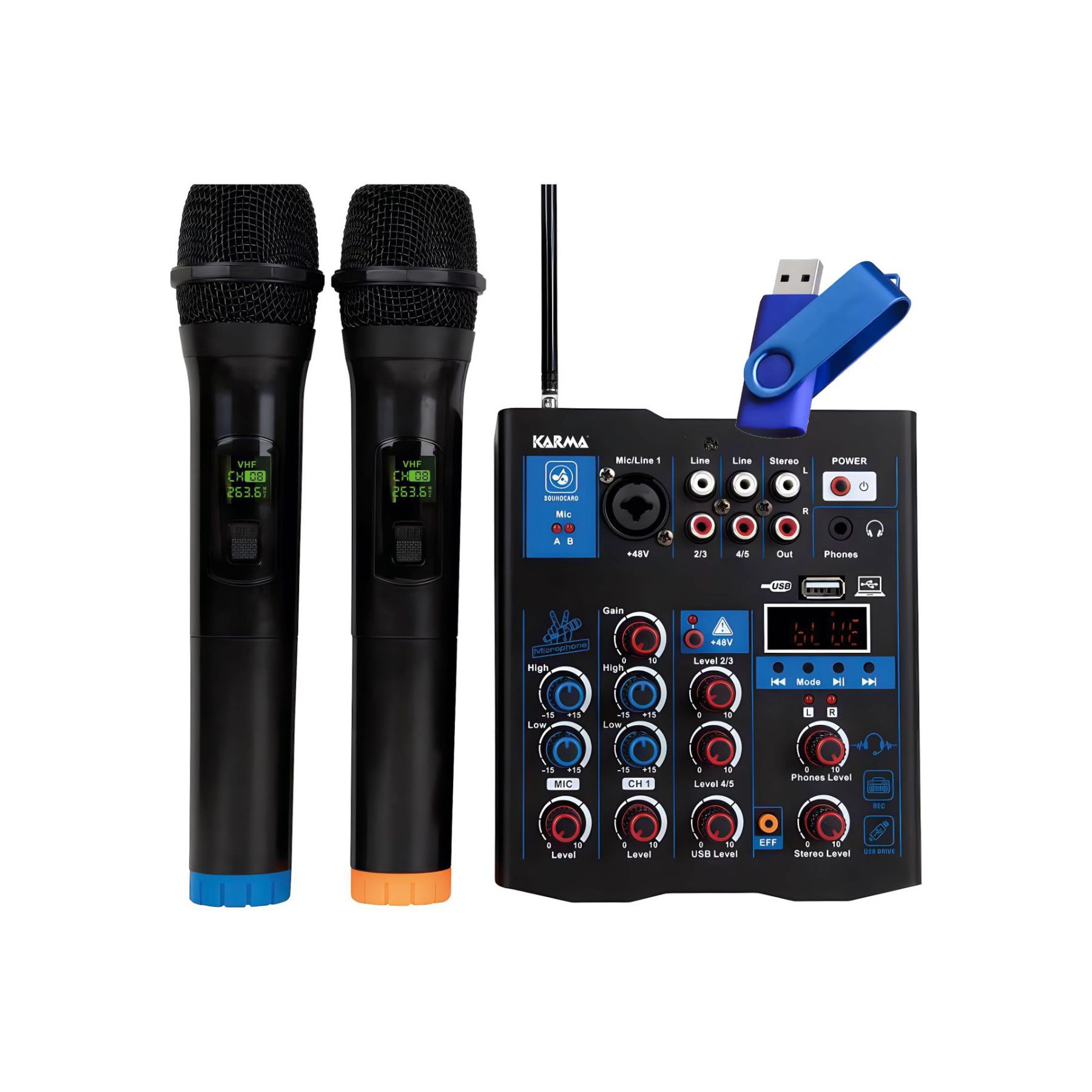 Table de mixage KARMA MXW5 2 micros VHF Bluetooth DSP USB-C
