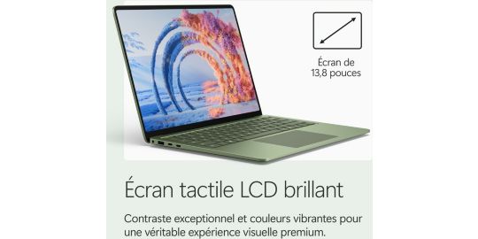 Ordinateur portable MICROSOFT SURFACE LAPTOP 8e JADE 13,8" Tactile Snapdragon X plus 16 Go RAM LPDDR5x SSD 512 Go Copilot+PC
