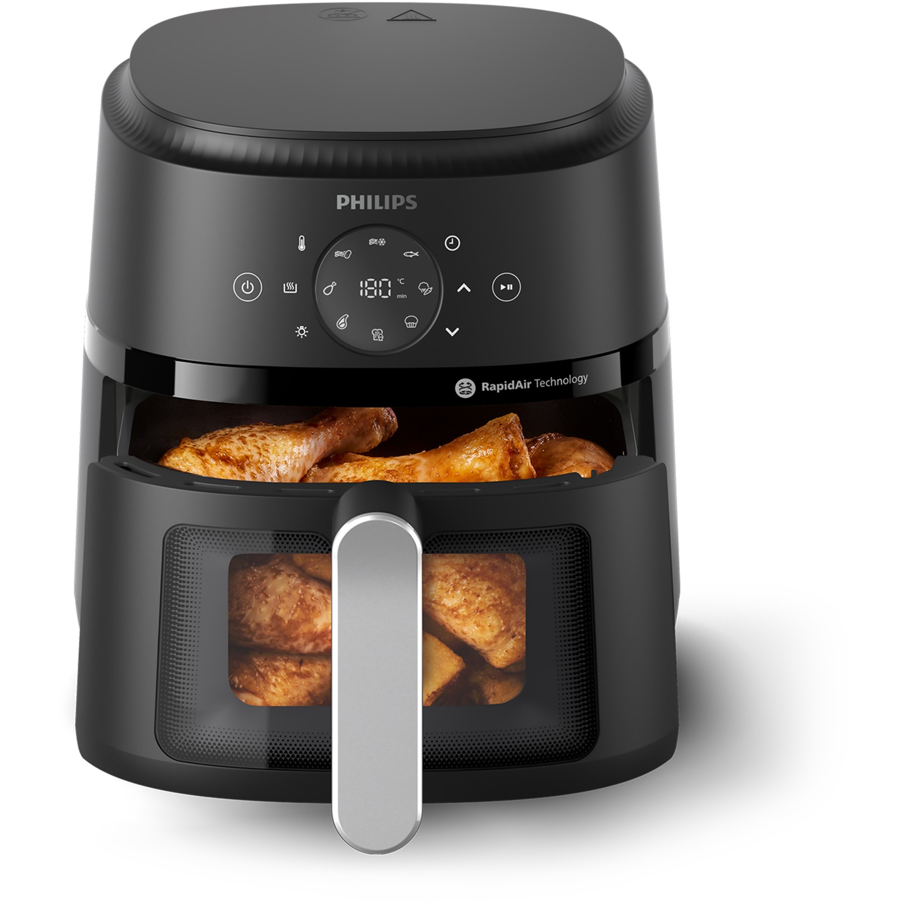 Friteuse sans huile PHILIPS NA221/00 Friteuse sans huile avec fenêtre de cuisson Noir/Argent, Série 2000 4.2L