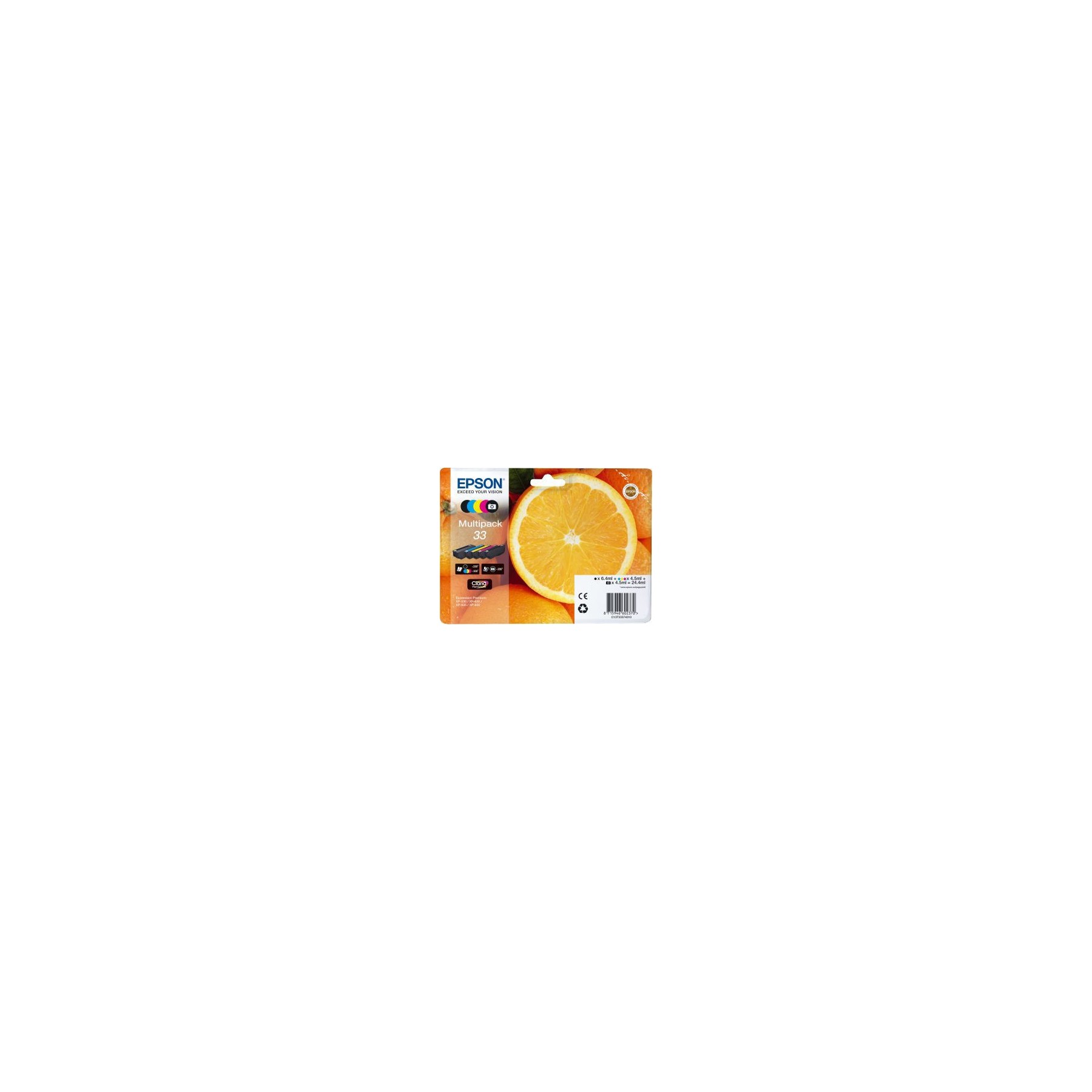 Cartouche d'encre EPSON Pack Multipack 5 Originales T3337 Série Orange (Noir Photo + 4 Couleurs) - C13T33374010
