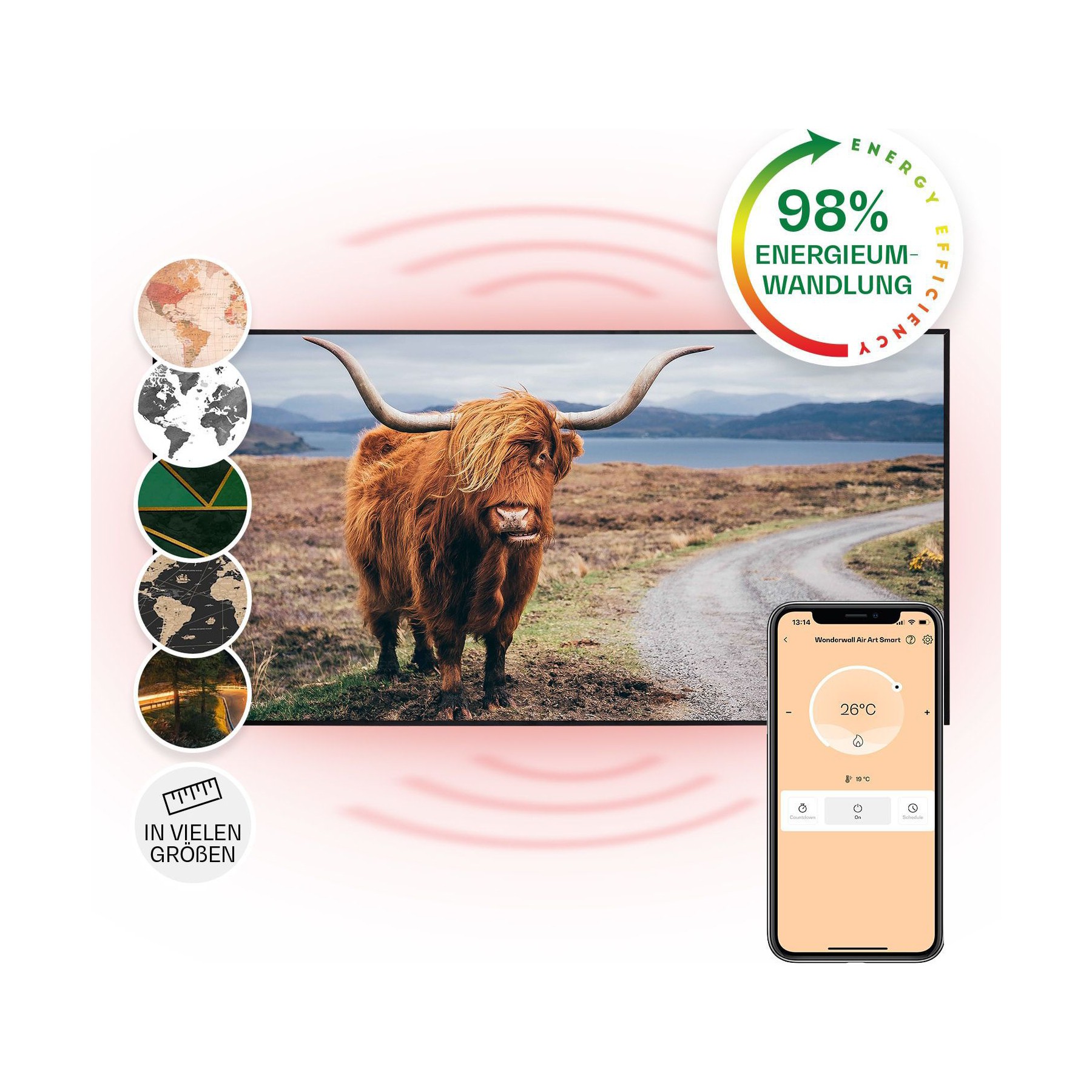 Chauffage électrique KLARSTEIN Wonderwall Air Art vache 120x60cm 700W