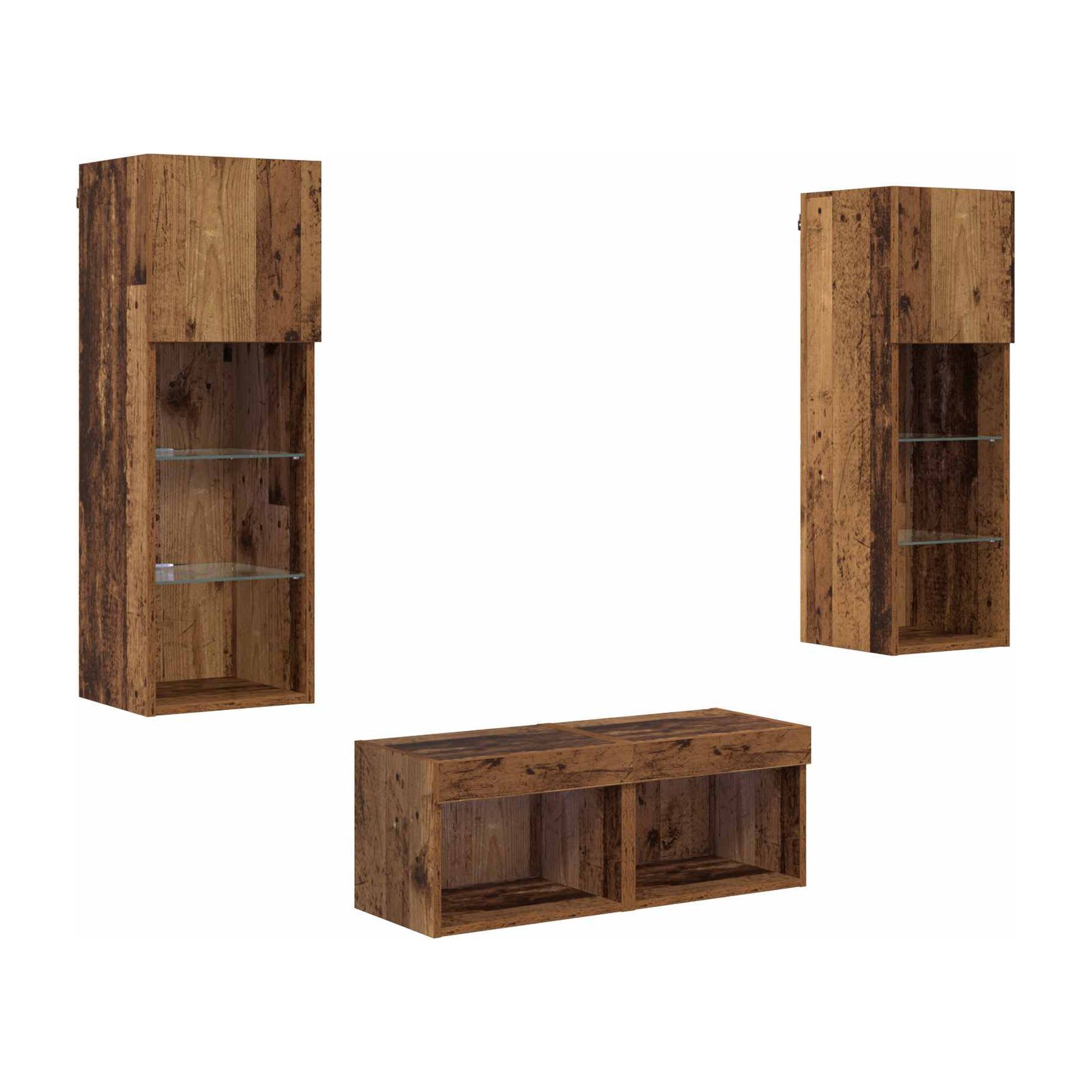 Meuble TV HELLOSHOP26 Lot de 4 meubles TV muraux modernes 30,5