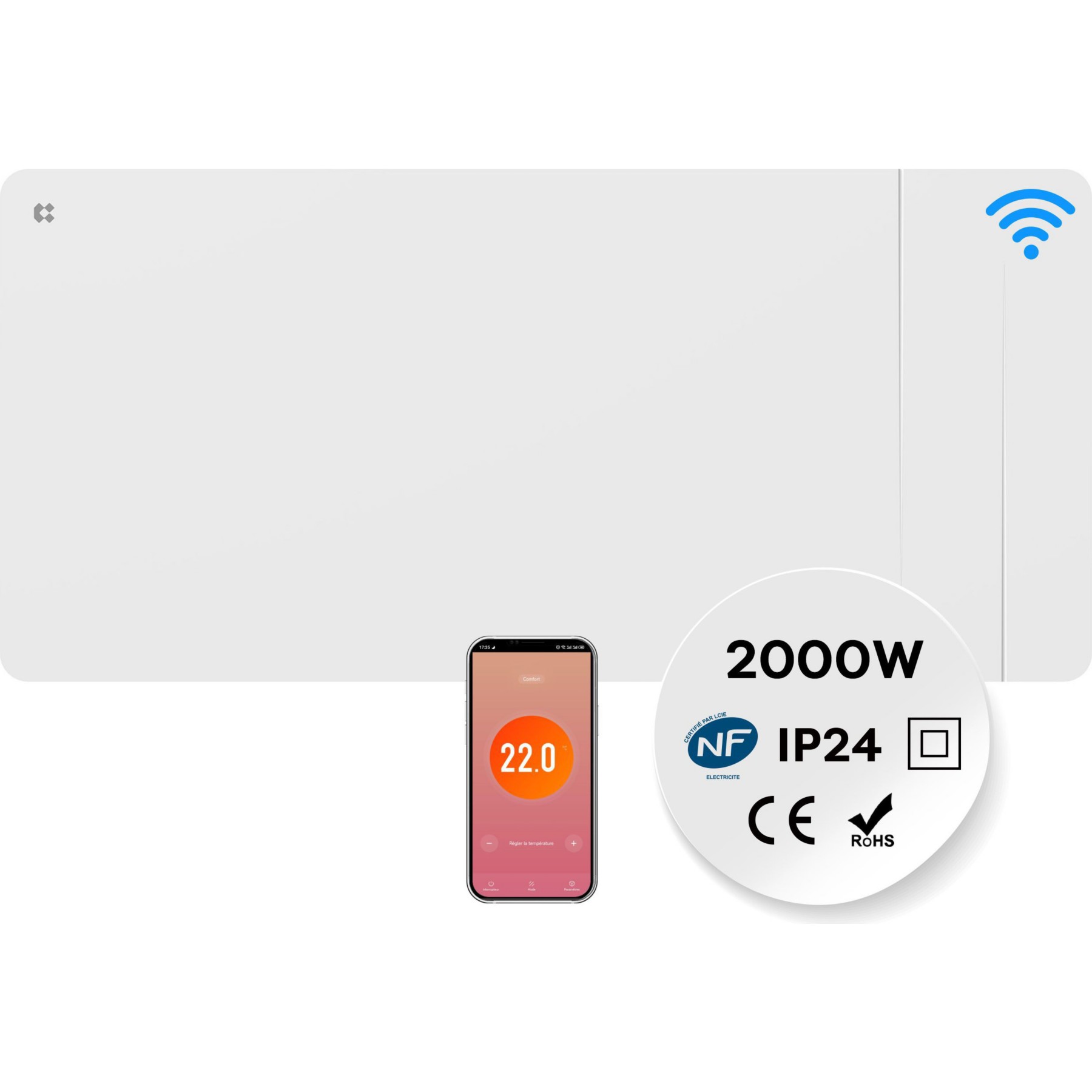 Chauffage électrique CIARRA CDHTD20A-W