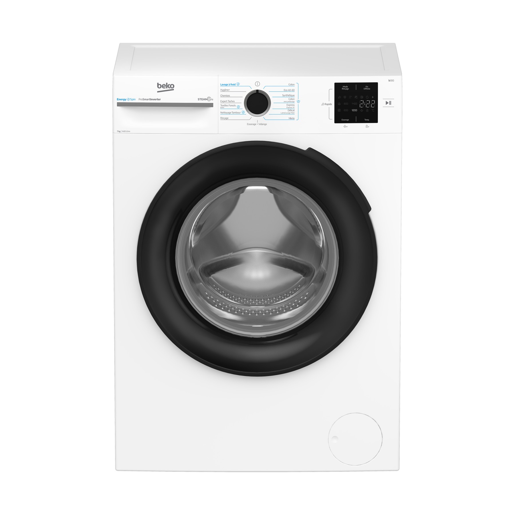 Lave linge compact BEKO BM3WFU47411B - 7 kg - 1400 tr/min - Classe A - Moteur induction - Energy Spin