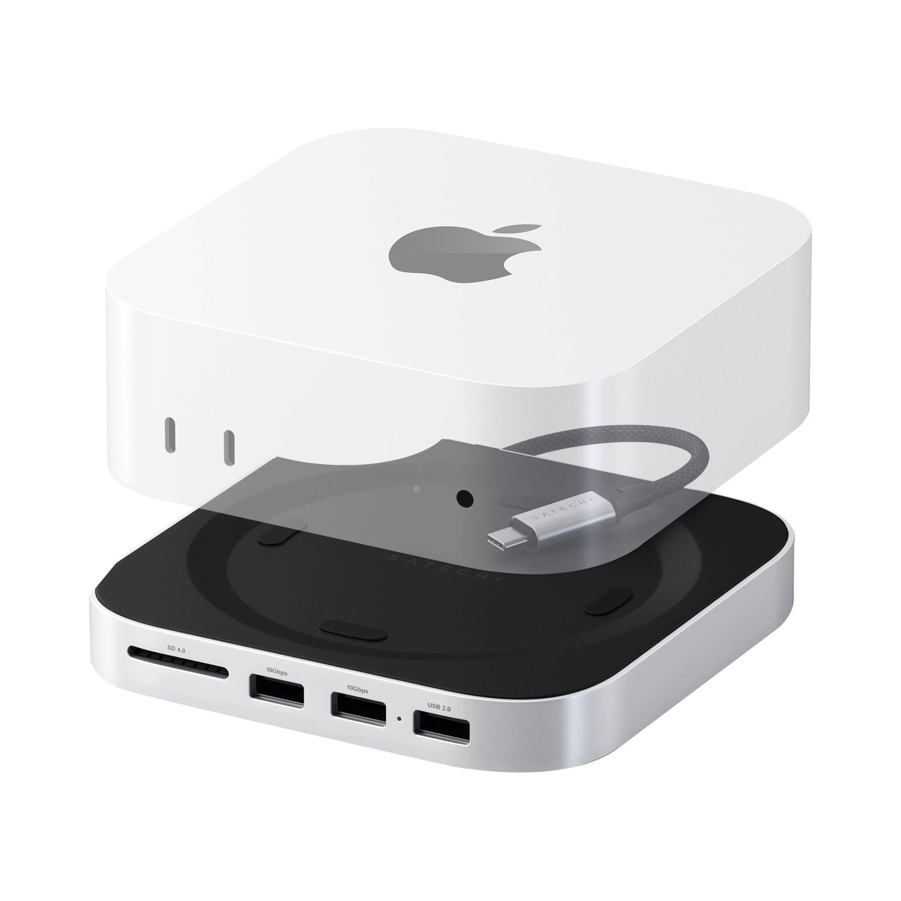 Câble alimentation SATECHI Hub Mac Mini 2024 avec Boîtier SSD + USB