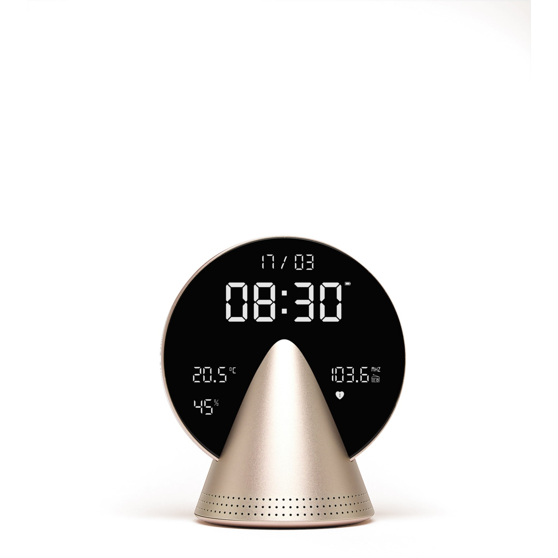 Radio réveil LEXON Conic Clock avec fonction Bluetooth Or