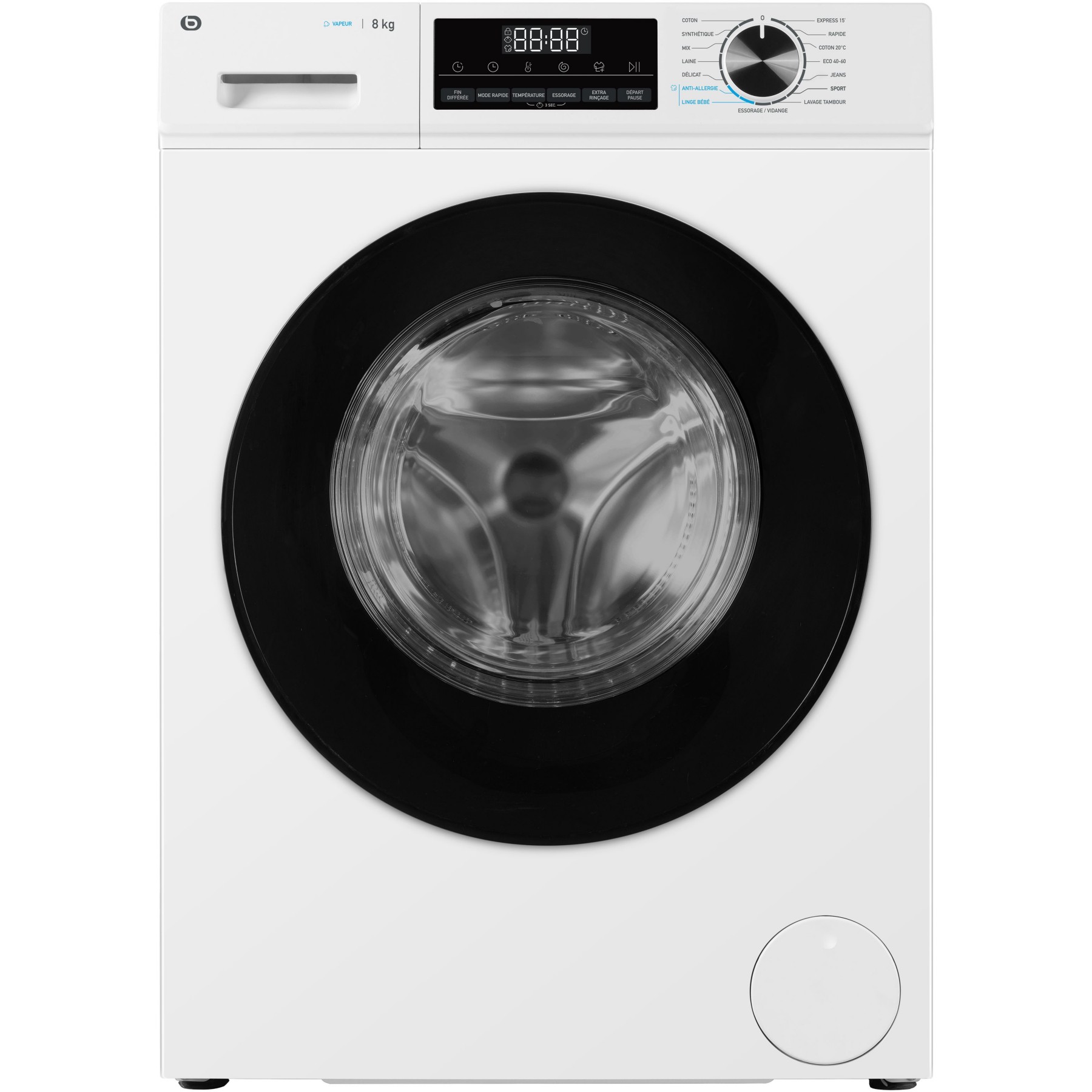 Lave linge hublot ESSENTIELB ELF814-5b - 8 kg - 1400 tr/min - Classe A - Moteur induction