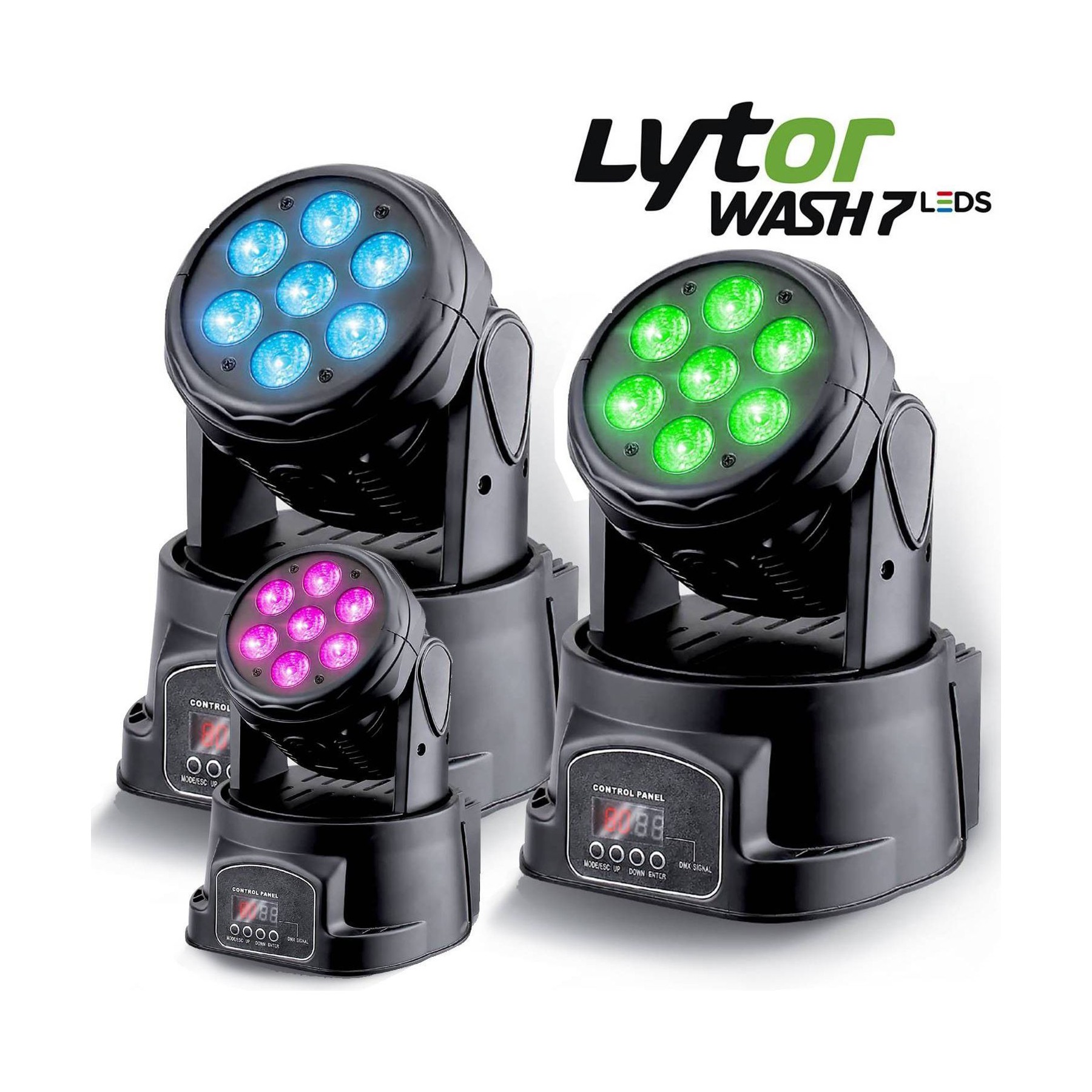Jeu de lumières LYTOR Lyres LytOr WASH7 LEDS DMX RVB 4W + BLAN