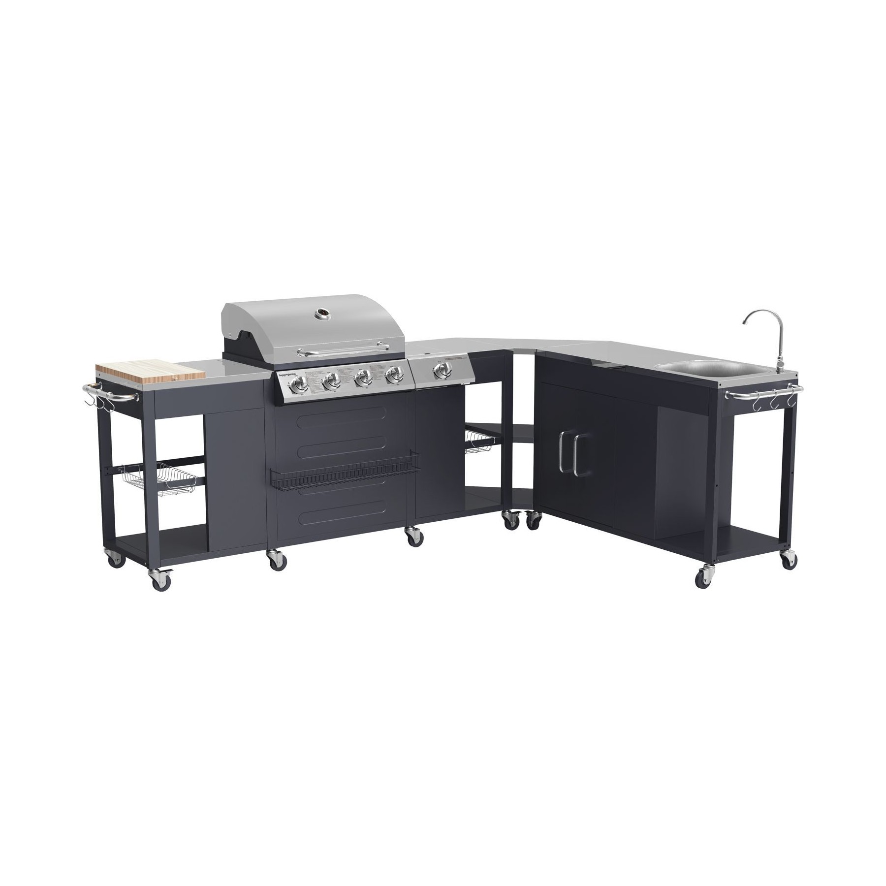 Barbecue gaz HAPPY GARDEN Cuisine d'angle d'extérieur TEXAS - 4+1