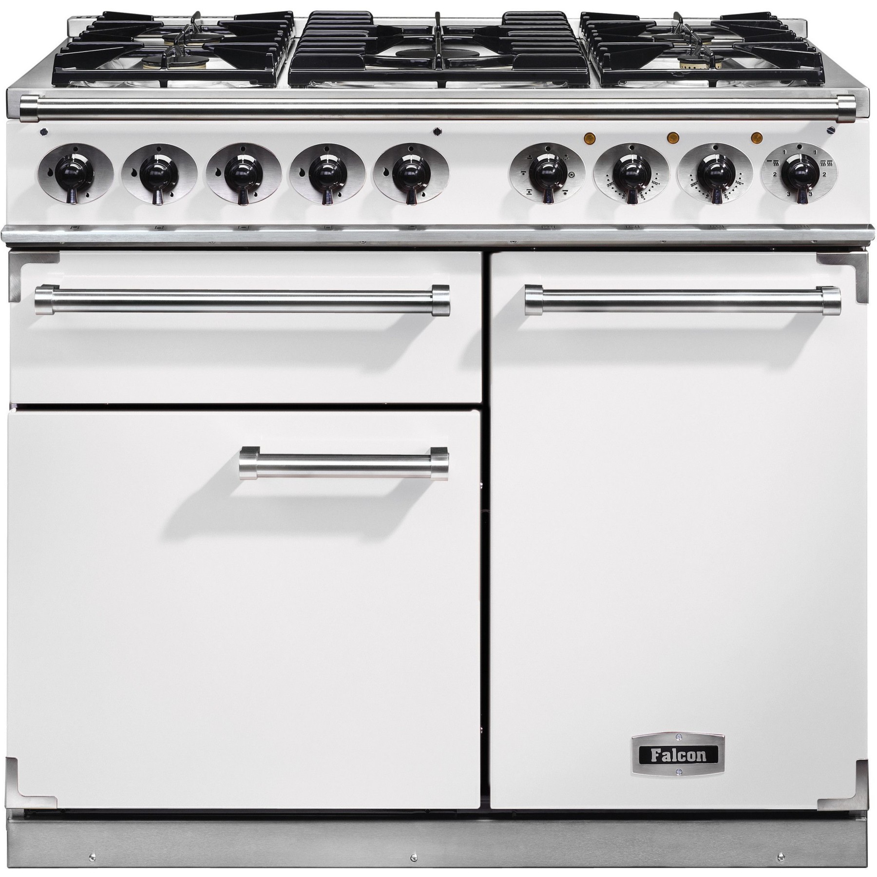 Piano de cuisson gaz FALCON Semi Pro DELUXE 100 BLANC NICKEL BROSSÉ