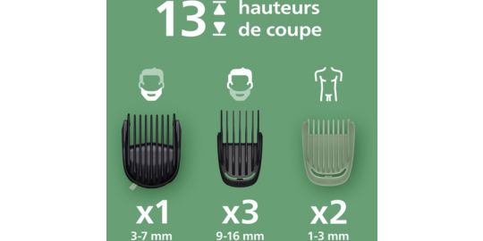 Tondeuse corps PHILIPS MG5931/15 Series 5000,  13 hauteurs de coupe, précision 0,5 mm, autonomie 120 mn