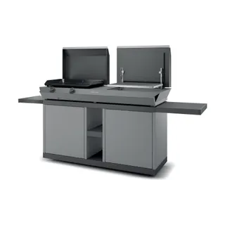 Chariot Plancha FORGE ADOUR Combi G NG 2 tablettes rabattables 2portes coulissantes