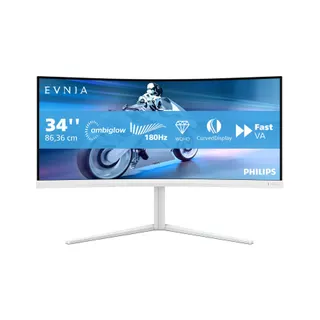 Ecran PC Gamer PHILIPS Evnia 34M2C5501A 34" Incurvé WQHD 180Hz Fast VA HDR 400 HDMI 2.1 Ambiglow
