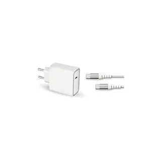 Chargeur secteur FORCE POWER 65W 5A USB-C+cable USB-C/USB-C 2M Blanc