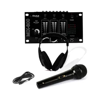Table de mixage IBIZA MIX-800 + casque DJ + micro