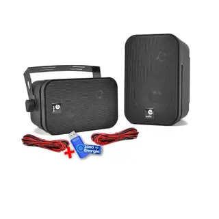 Enceinte Multiroom E-AUDIO Paire de mini enceintes 100W noires 3,5"