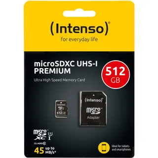 Carte Micro SD INTENSO SDHC 512GO - UHS-I + Adaptateur