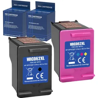 Cartouche d'encre PHONILLICO 62XL Noir + Couleurs Pour HP Officejet