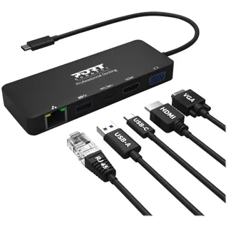 Hub PORT DESIGN 4K USB-C 85W pour 4 périphériques Noir