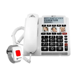 Téléphone sans fil GEEMARC Téléphone Fixe Senior avec Bracelet SOS