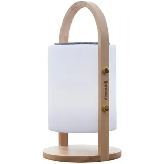 Lampe LED LUMISKY enceinte BT sans fil poignée bois LED