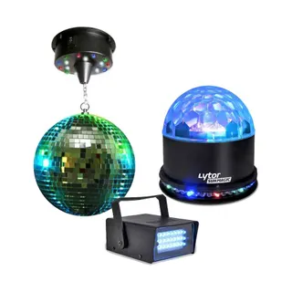 Jeu de lumières LYTOR Boules à facettes 20cm + moteurs 18 LED