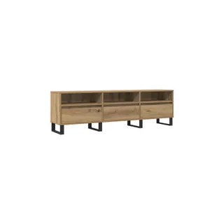 Meuble TV HELLOSHOP26 Meuble TV chêne artisanal rangement gran