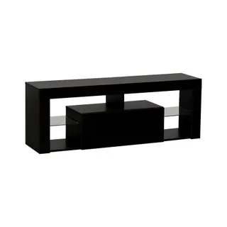 Meuble TV HAPPY GARDEN Meuble TV 140cm noir à LED DARYL
