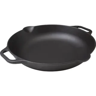 Poêle à paëlla VICTORIA COOKWARE Fonte Naturelle 33cm, pour le Feu, Four