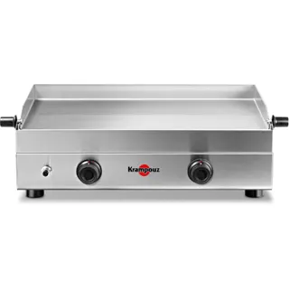 Plancha gaz KRAMPOUZ SAVEUR inox 2 brûleurs à poser, 64x34 cm