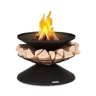 Brasero BLUMFELDT Aguilera Ø 65cm rangement bois noir