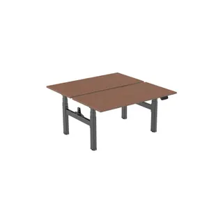 Bureau ergonomique KIMEX 150 x 75 cm Plateaux noyer / Pied noir