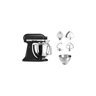 Robot pâtissier KITCHENAID 5KSM175PSEBK Artisan Truffe Noire, 4,8 L, bol avec poignée + bol 3 L, batteur souple et couvercle